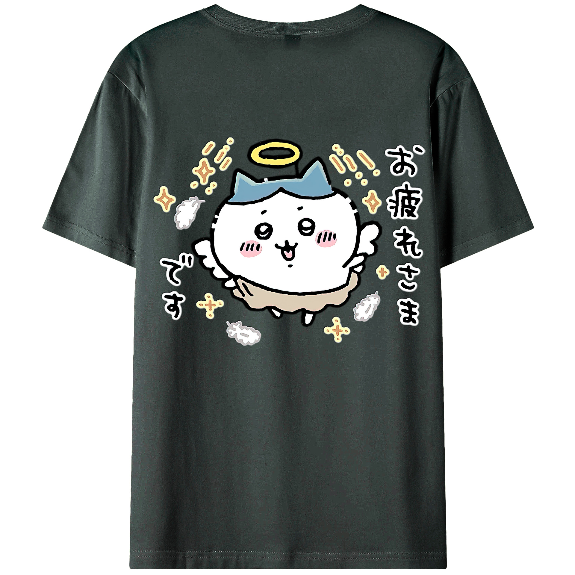 （画像用） ちいかわ ハチワレ Chii-kawa hachiware 綿100％ メンズ半袖Tシャツ（バックプリント） 通気性
